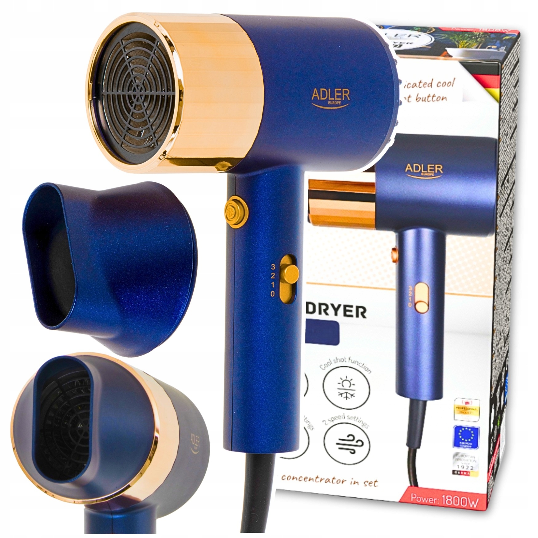 Suszarka Do Włosów Jonizacją Mała Wielofunkcyjna Zimny Ciepły Nawiew 1800W