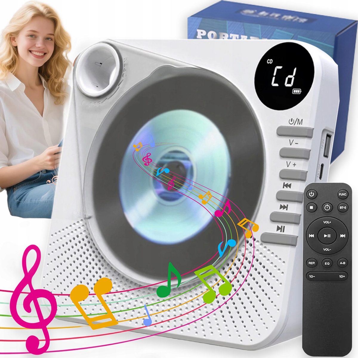 Výkonný Bluetooth Reproduktor Přenosný Boombox Rádio Fm Usb LCD Aux MP3 Dálkové Ovládání