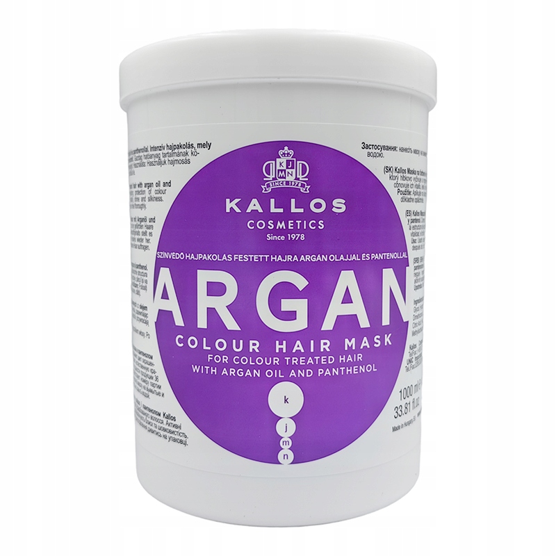 KALLOS ARGAN MASKA DO WŁOSÓW FARBOWANYCH Z OLEJEM ARGANOWYM PANTENOL 1000ML