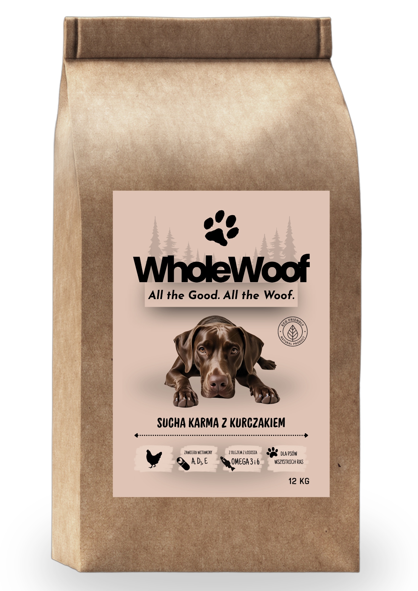 WholeWoof s kuřecím masem – suché krmivo pro psy o hmotnosti 10 kg