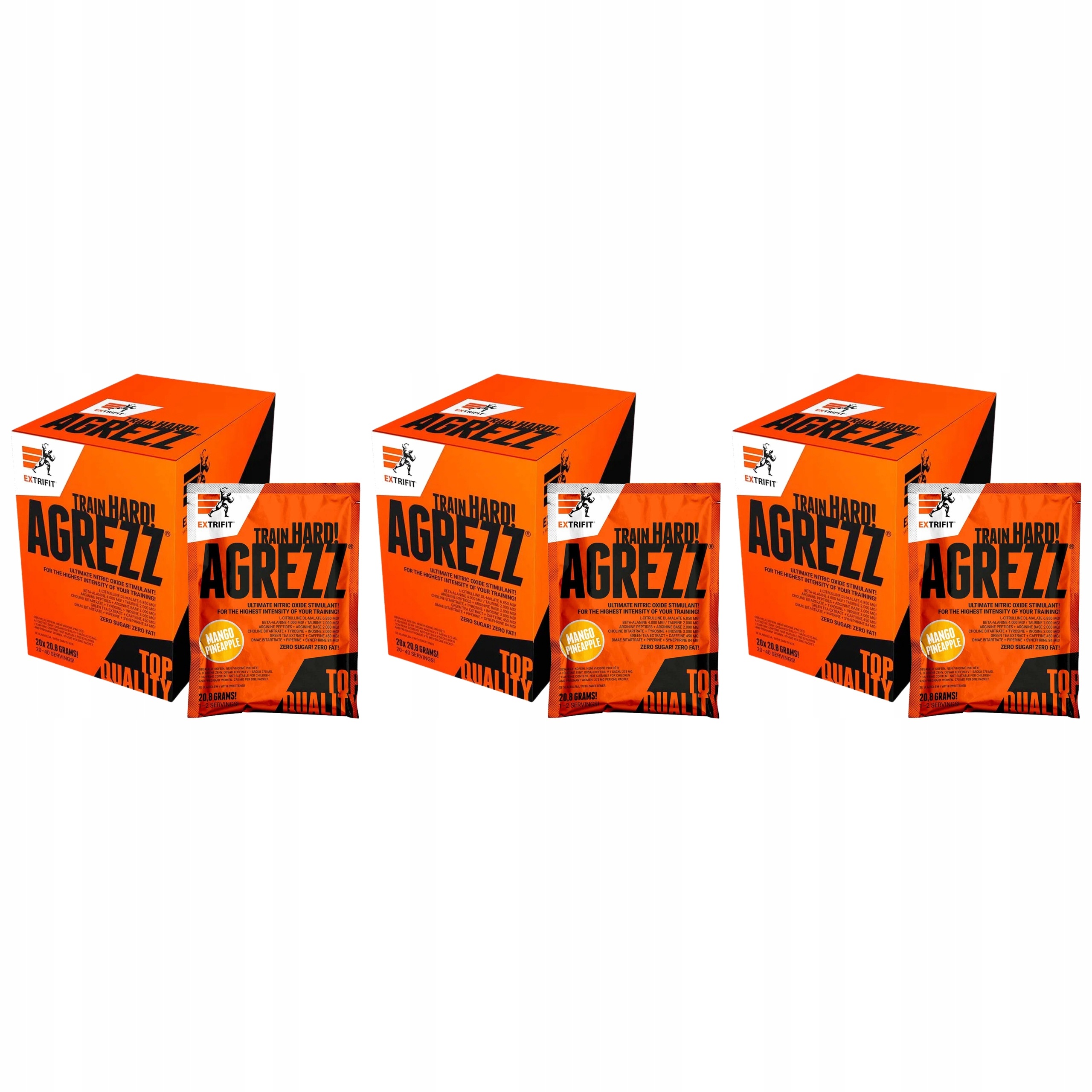 3x Pre-Workout Agrezz Pumpa Energia Pevnost 20x20.8g Extrifit