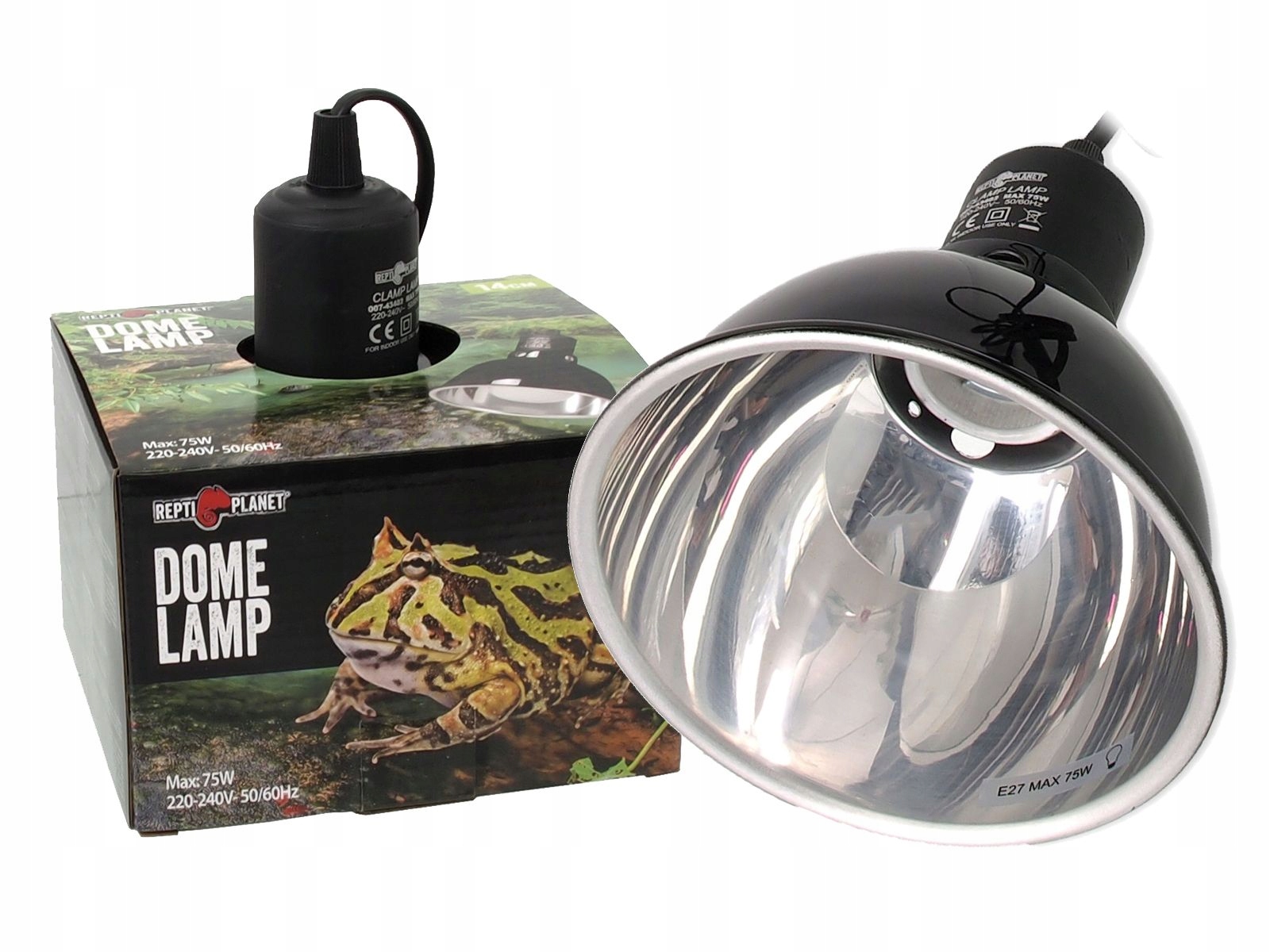 Levně Objímka se stínidlem 14cm na žárovku do 75W E27 Repti Planet