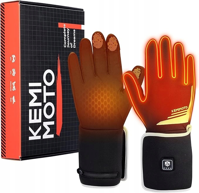 Kemimoto ciepłe i cienkie zimowe Ogrzewane rękawiczki do jazdy na nartach M