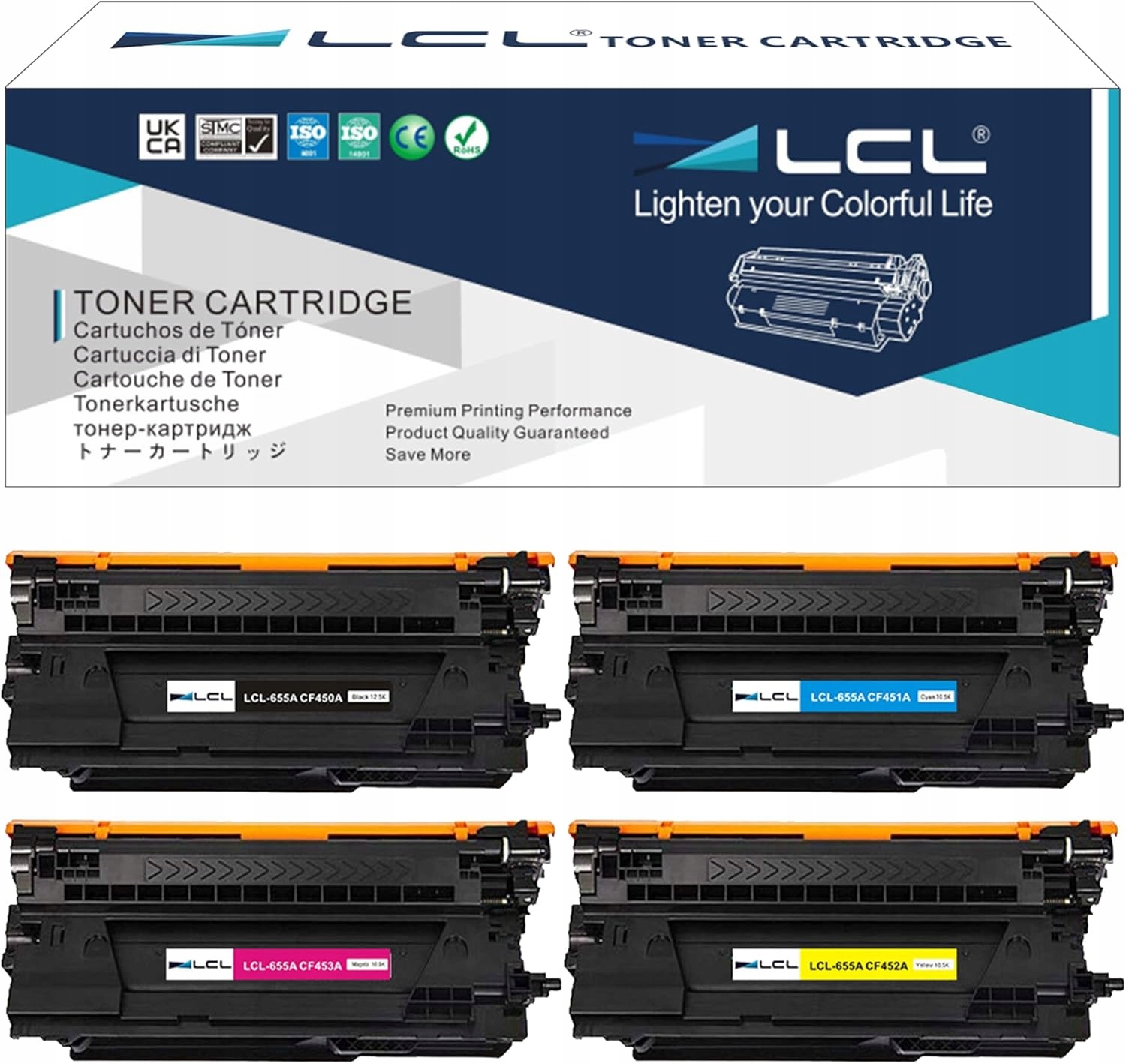 Sada 4 Tonerů 655A CF450A CF451A CF452A CF453A M652 M653 M681 M682