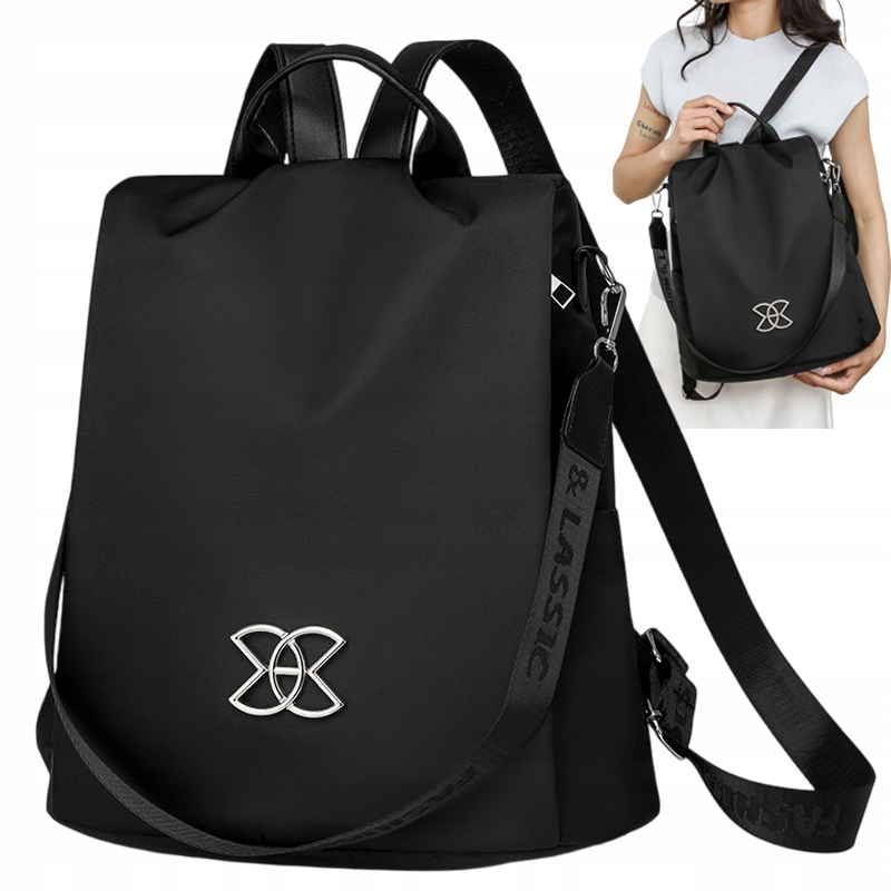 Plecak Torebka 2W1 Wodoodporny Antykradzieżowy Pojemny, Czarny