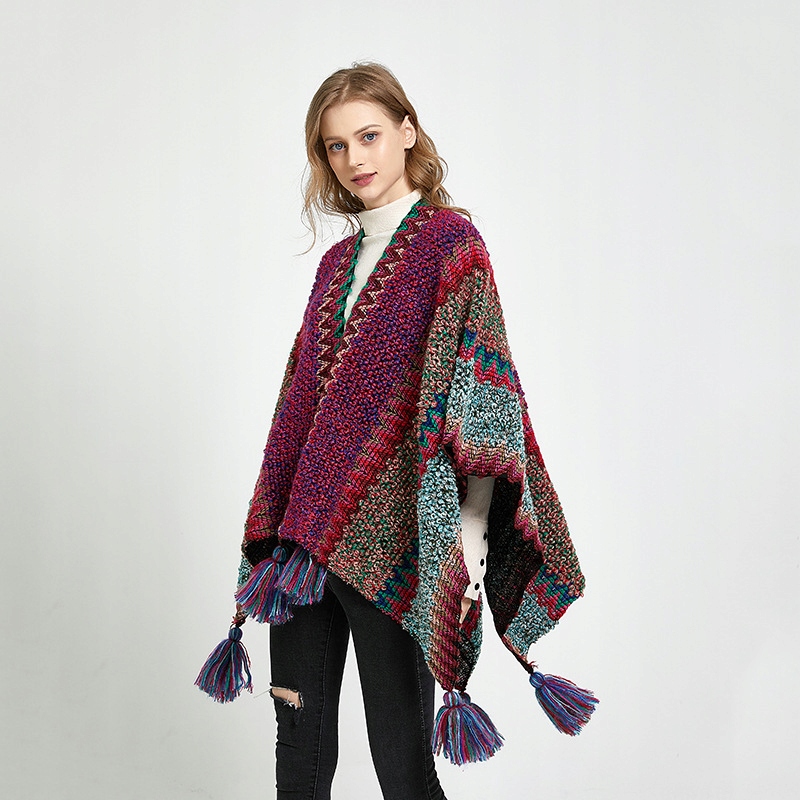 PONCZO CIEPŁE SWETER NARZUTKA SZAL DZIANINA Płeć produkt uniseks