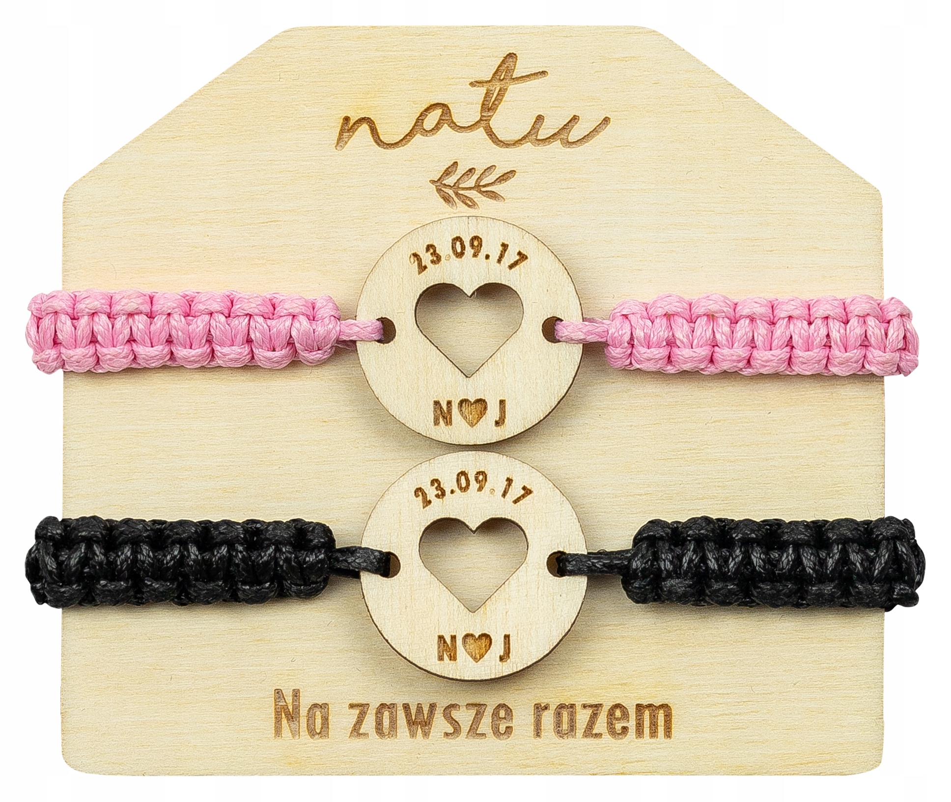

Bransoletki dla pary z grawerem data imiona Natu
