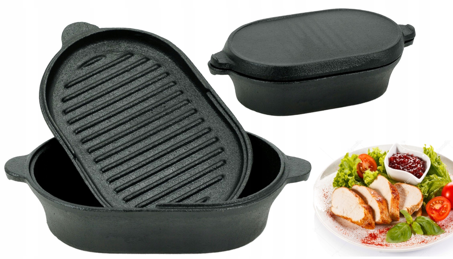 

Brytfanna Żeliwna Pokrywa Grillowa Patelnia Grill