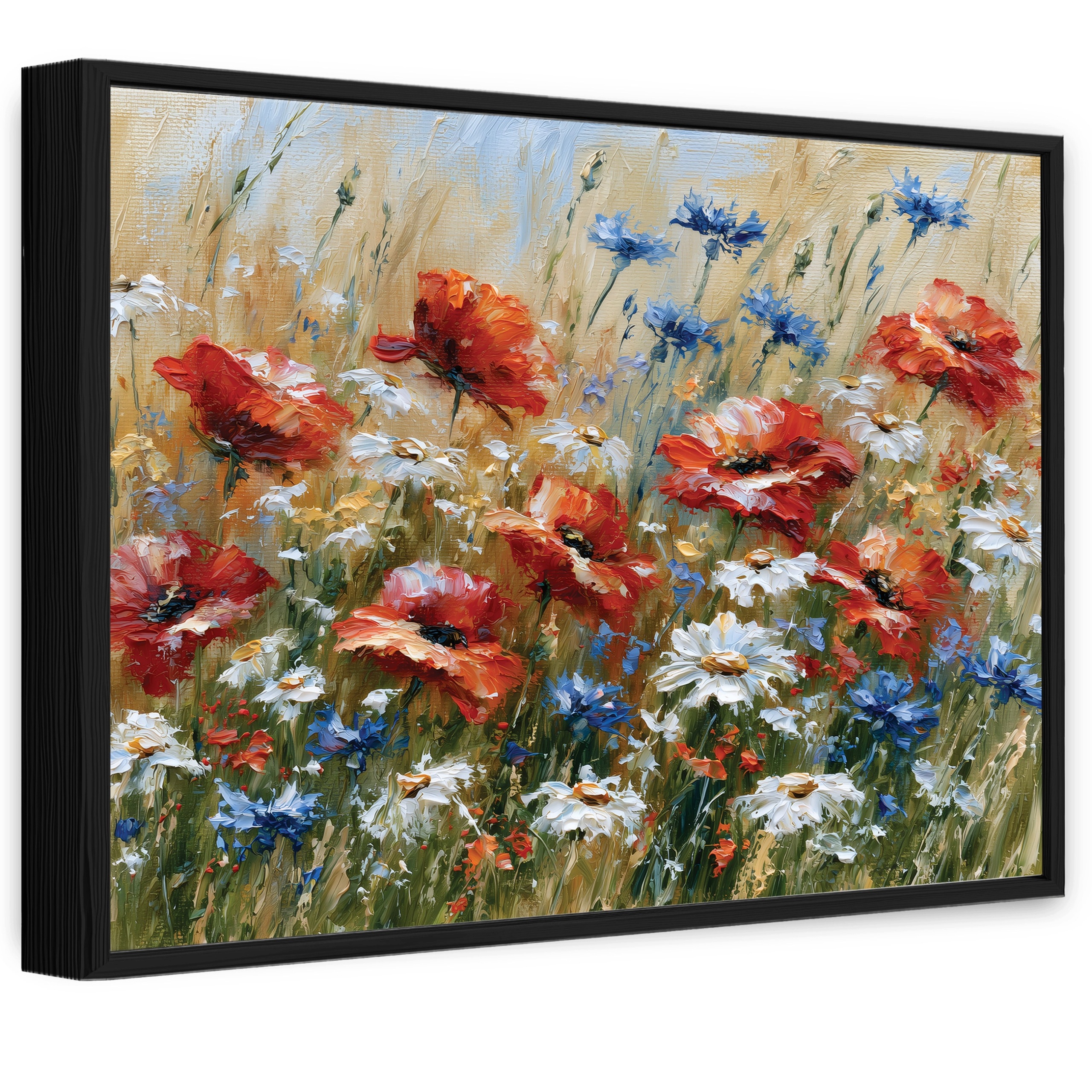 Obraz V Černém Rámu Na Plátně Polní Květiny Louka Obývací Pokoj Ložnice 120x80
