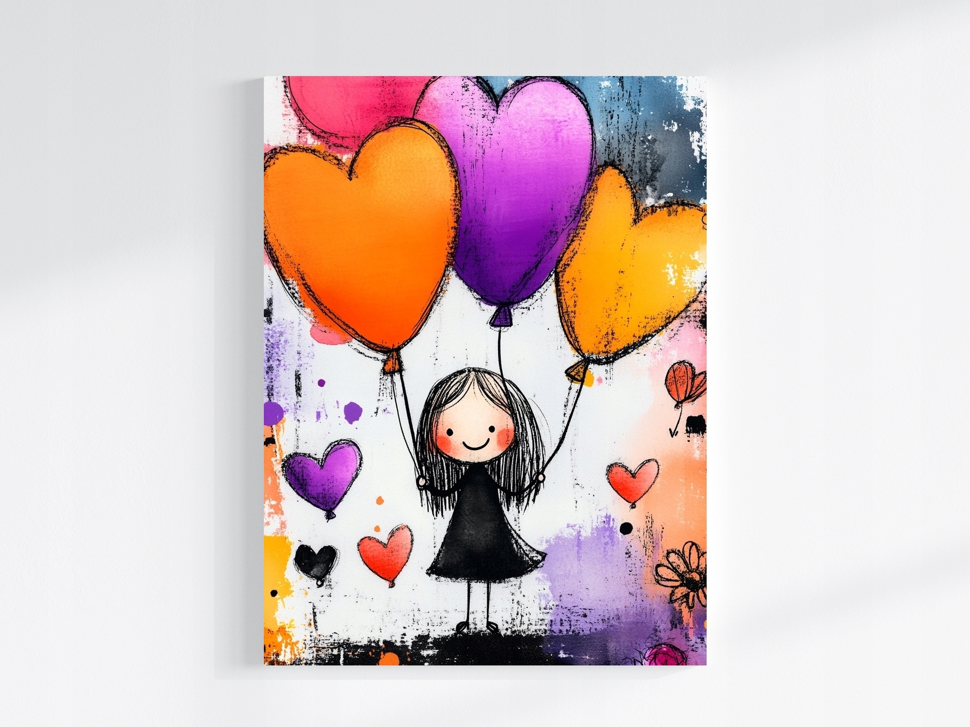 Obraz Na Plátně Canvas Portrét Dítěte Dívka Balón Srdce 60x80