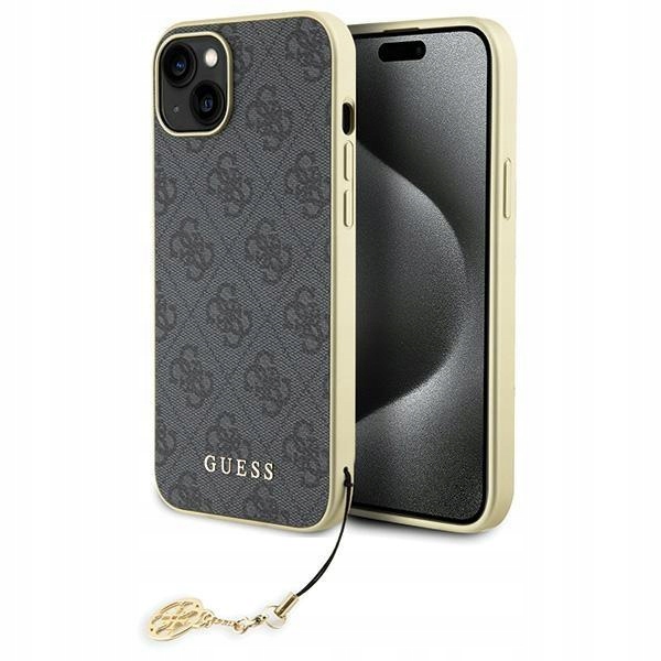 Pouzdro pouzdra obal Guess 4G Charms Collection iPhone 15 Plus šedé