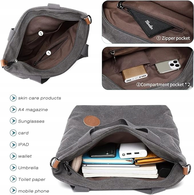 Płócienna torba na ramię dla kobiet pojemna JANSBEN Rodzaj zakupowa