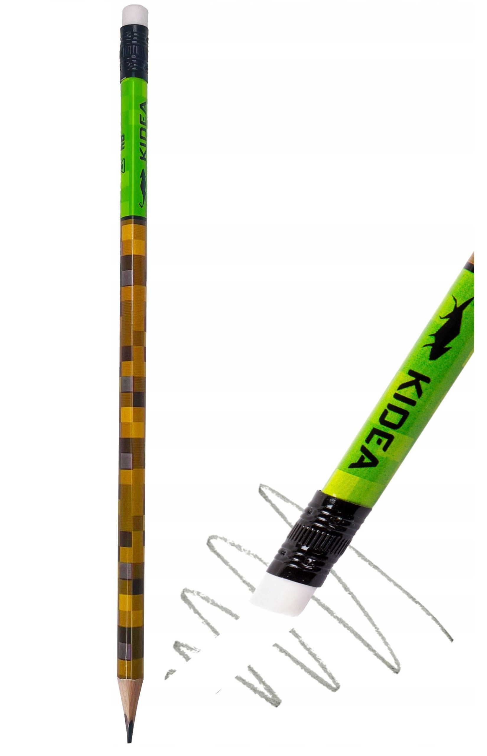 Ołówek szkolny z gumką MINECRAFT trójkątny pixel