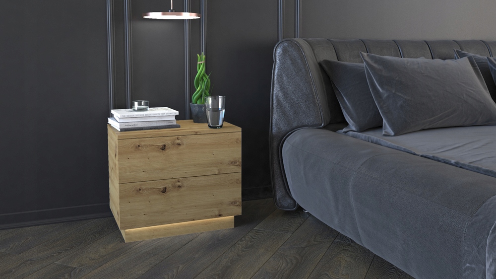SZAFKA NOCNA 55cm KOMODA LED STOLIK SZUFLADY SYPIALNIA MEBLE DĄB ARTISAN Kod producenta SZAFKA NOCNA 55cm KOMODA LED