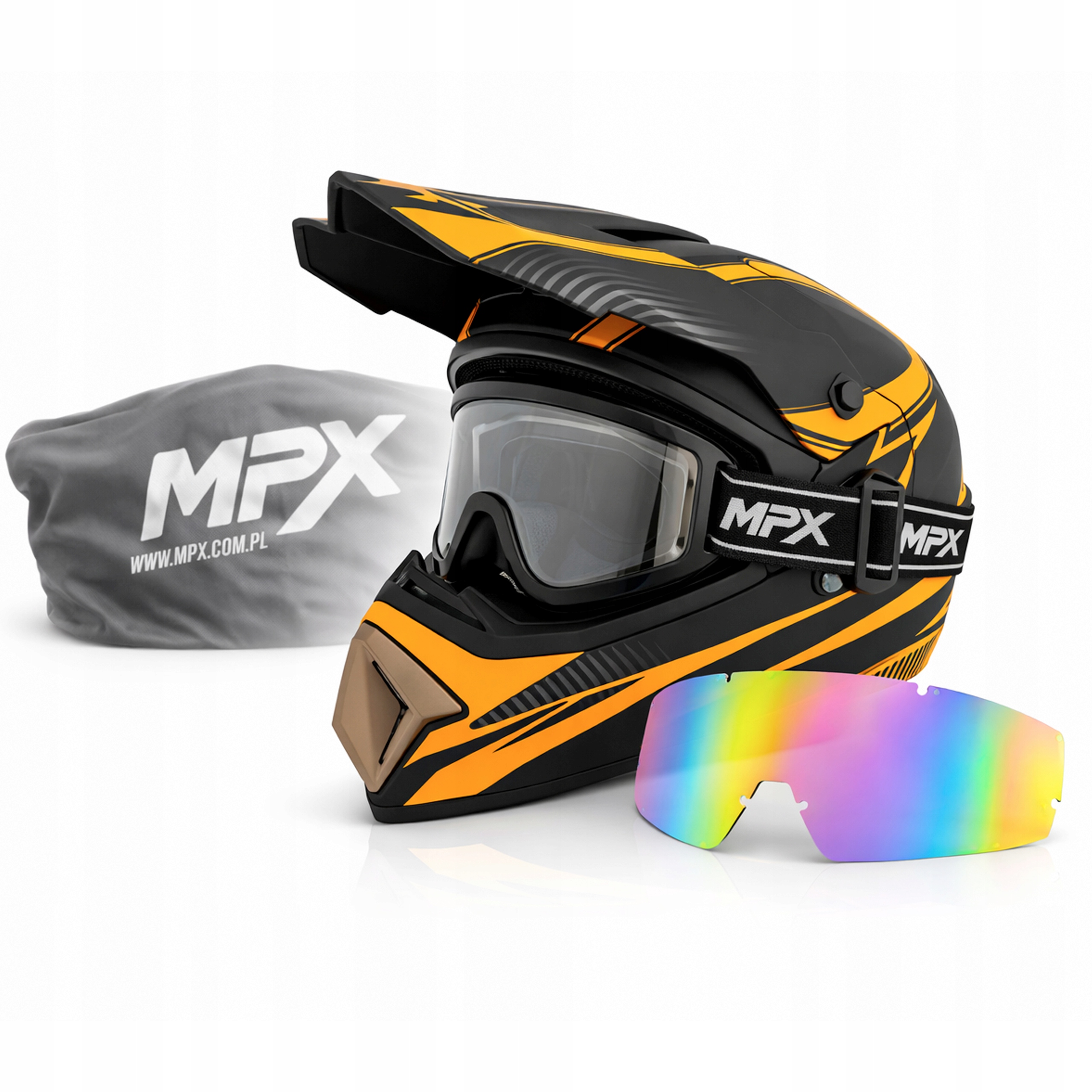 Zestaw Kask Crossowy Gogle na Enduro Quad Atv Bmx Mtb Hulajnoga S 55-56 cm