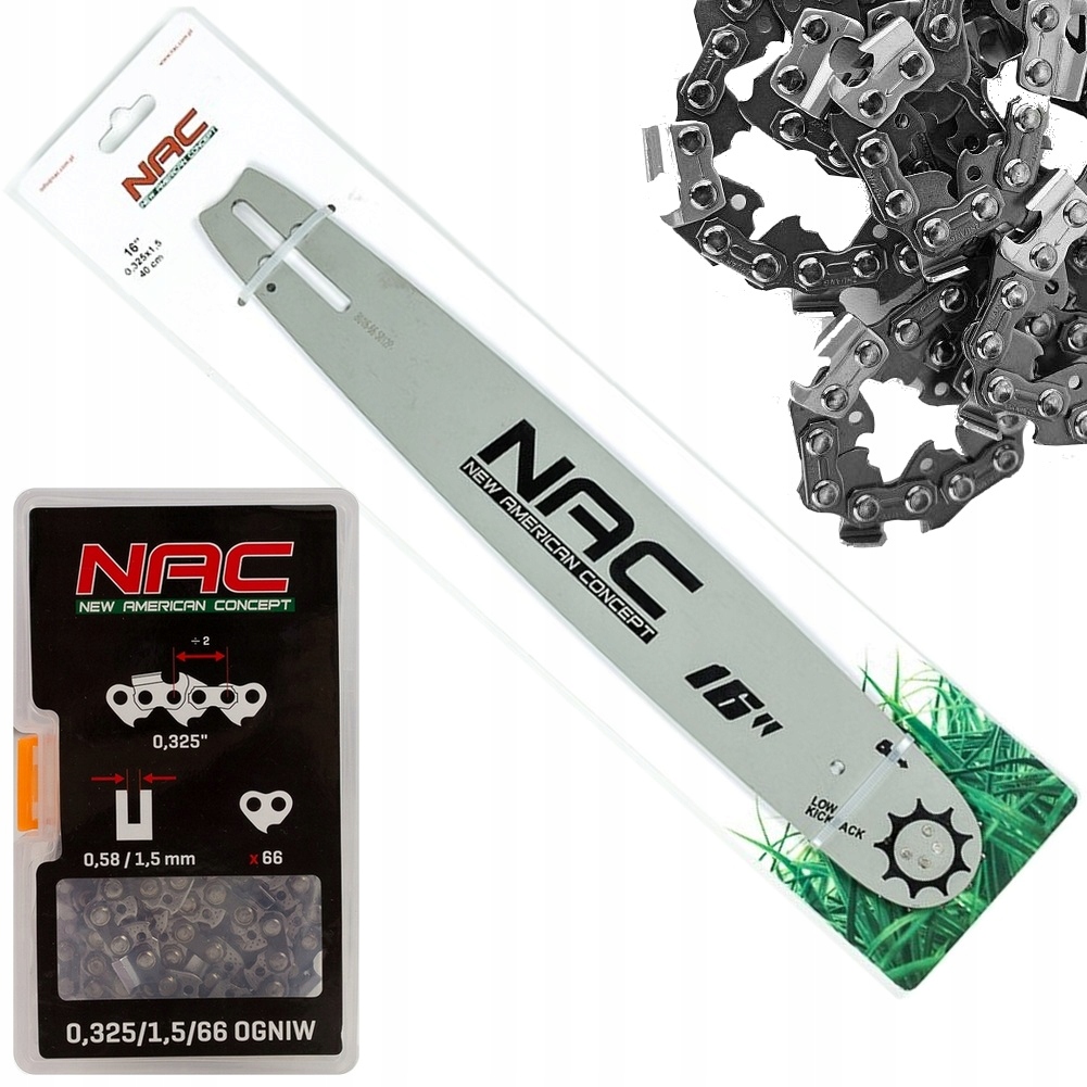 Sada Nac vedení 16" palců 40 cm řetěz 66 článků 0.325 x 1,5 mm CS38