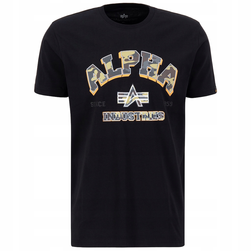 Tričko bavlněné tričko Alpha Industries College Camo Black S