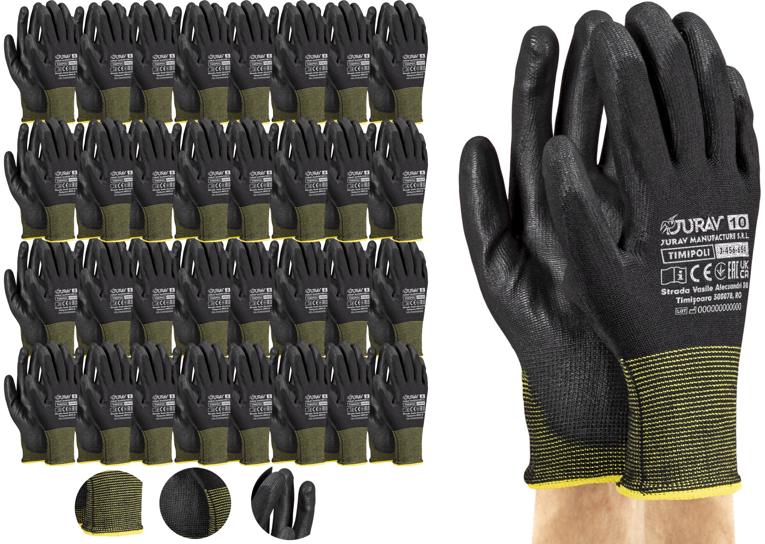 Levně Pracovní rukavice potažené polyuretanem Stahovací dílna 10-XL 120 párů