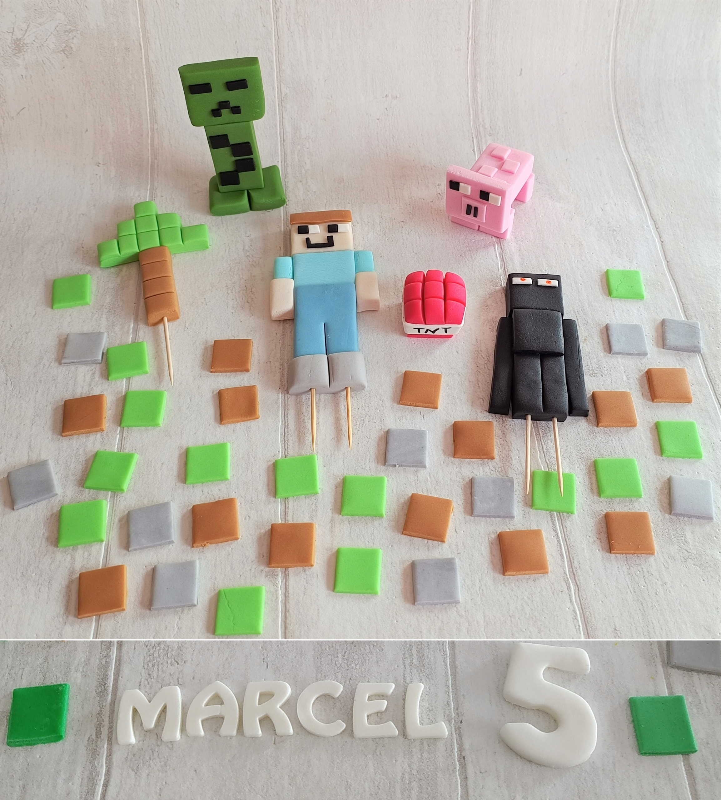Levně Minecraft Steve Creeper Enderman prase Tnt jméno+číslice Velký dekorace set