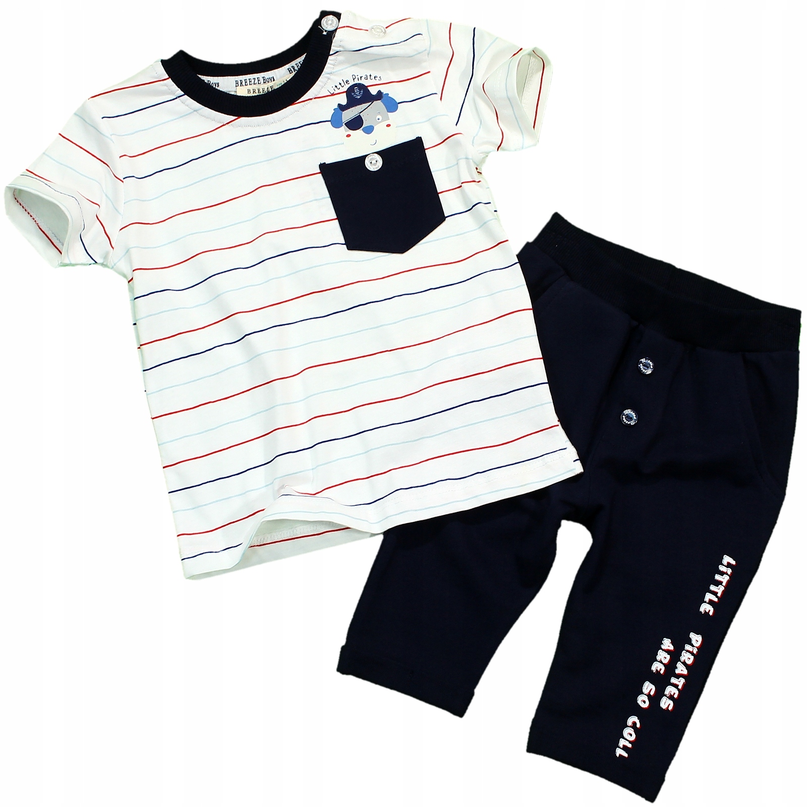 

Komplet T-shirt Spodenki Paski Bawełna Kieszeń 92