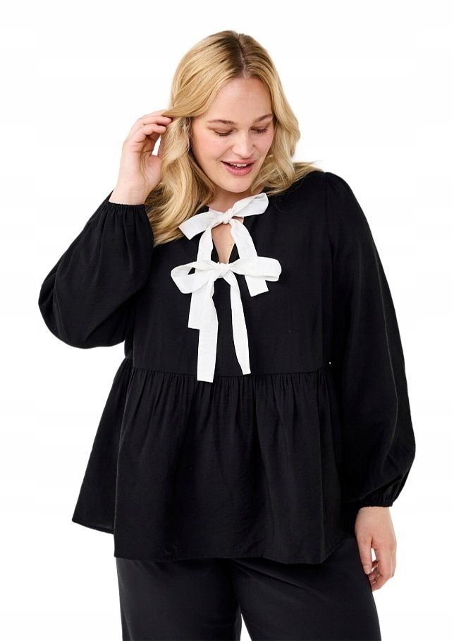 Zizzi Krásná Černá Halenka Mašle 586C 44