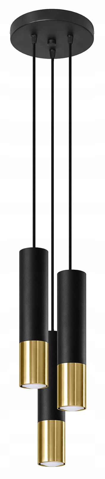 Sollux Luster Loopez 3P čierny/zlatý, nastaviteľný 100 cm, GU10, 40 W, IP20