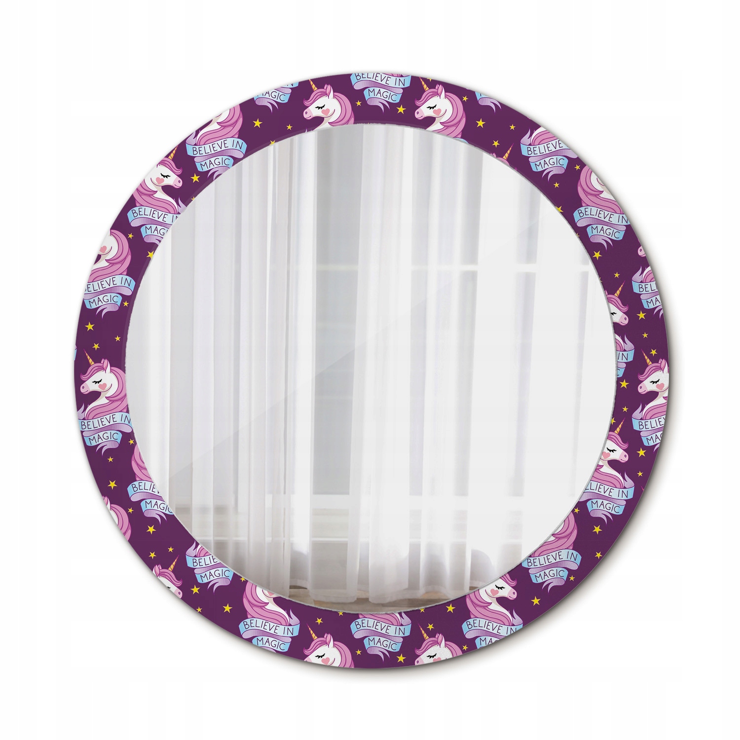 Okrúhle kúpeľňové zrkadlo Jednorožec hviezdy 80 cm