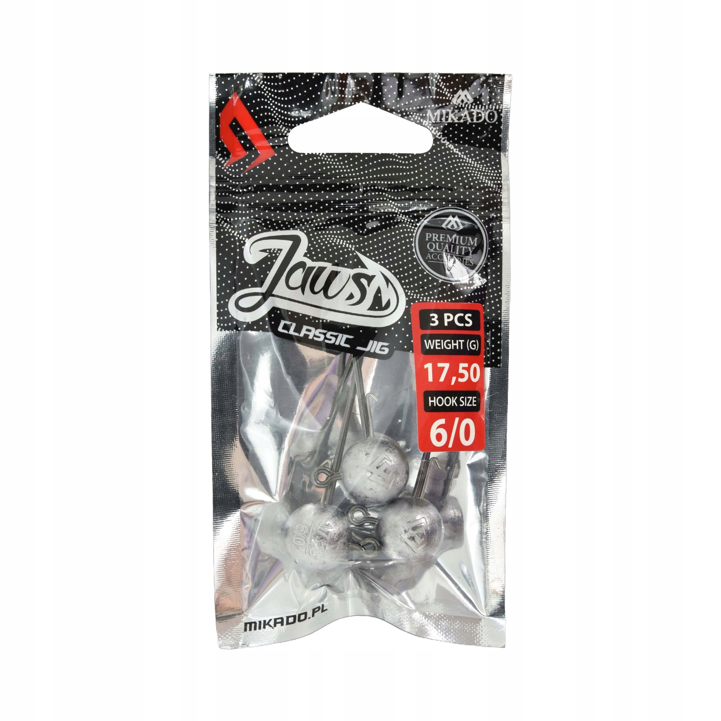 Główka jigowa klasyczna Mikado Jaws Classic rozm.6/0 17.5g 3szt.