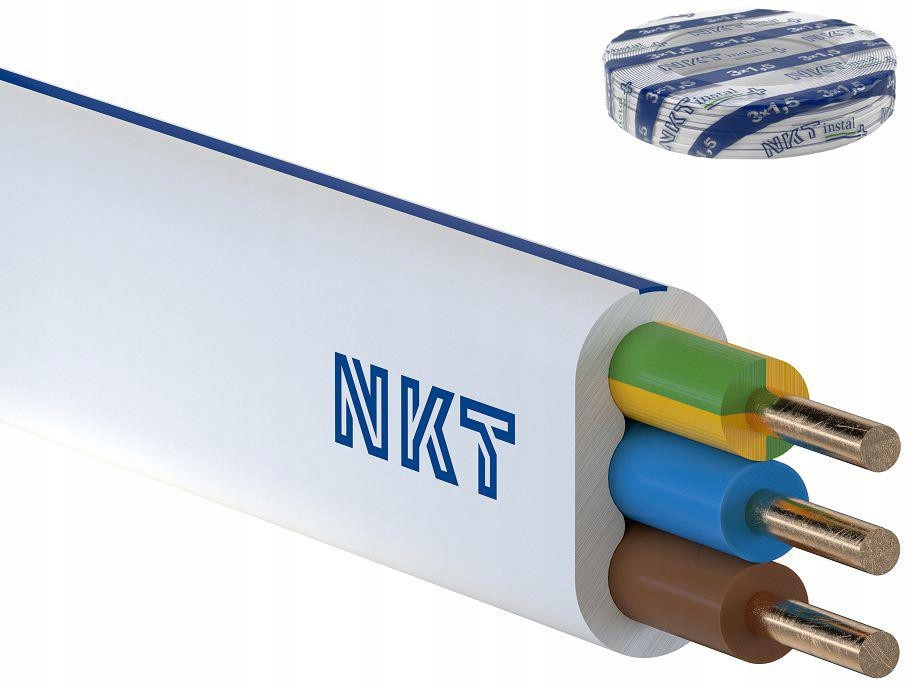 Kábel Nkt YDYp 3x1,5 100 m 450/750V Biely Inštalačný Kabel Kabelový