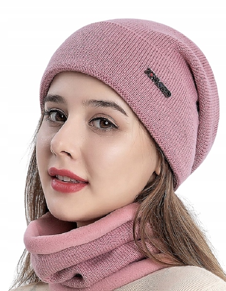 

Zestaw Zimowy Damski Czapka Komin Polar Róż