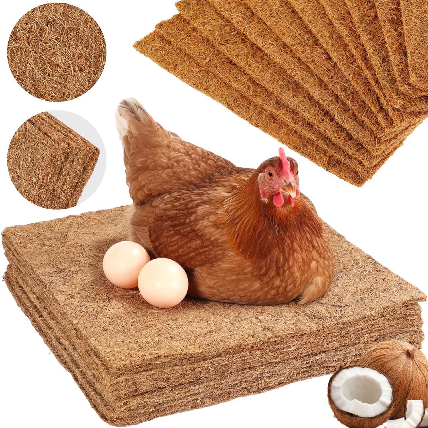 Levně Kokosová Podložka 30X30 CM 10 Ks Podložka Do Kurníku Klece, Záchodu Pro Králíka
