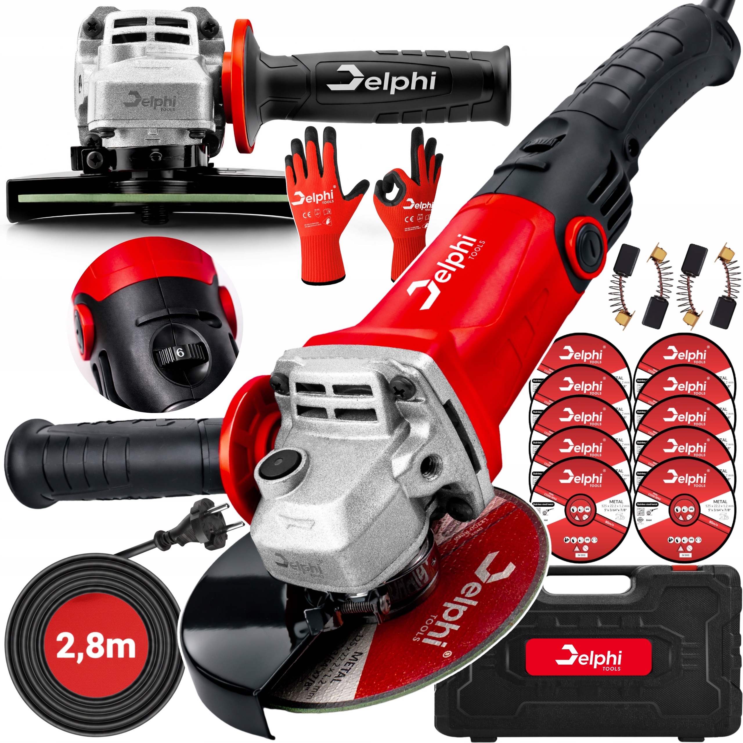 Úhlová Bruska Gumová Silná Bruska Diax 125 mm S Regulací 10 Kotoučů