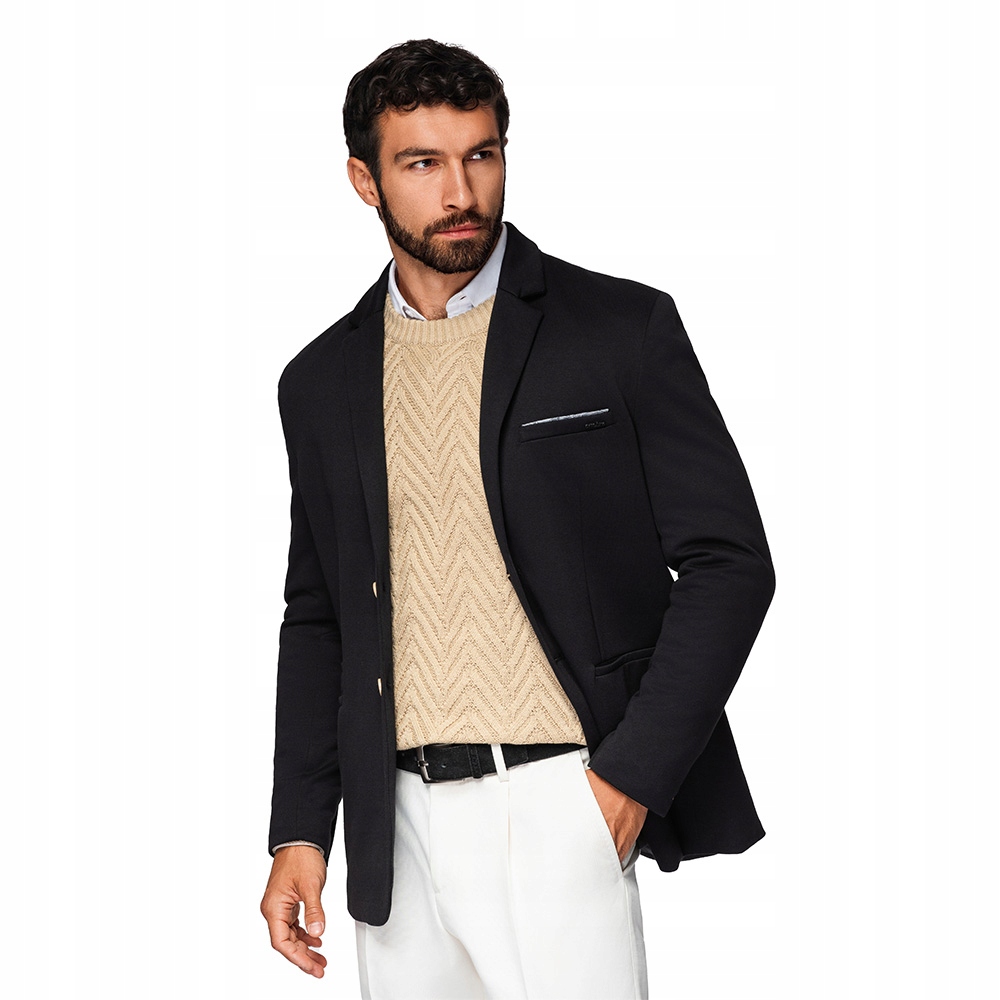 Pletená sako s přiléhavým střihem – černá V5 OM-BLZB-0100 S