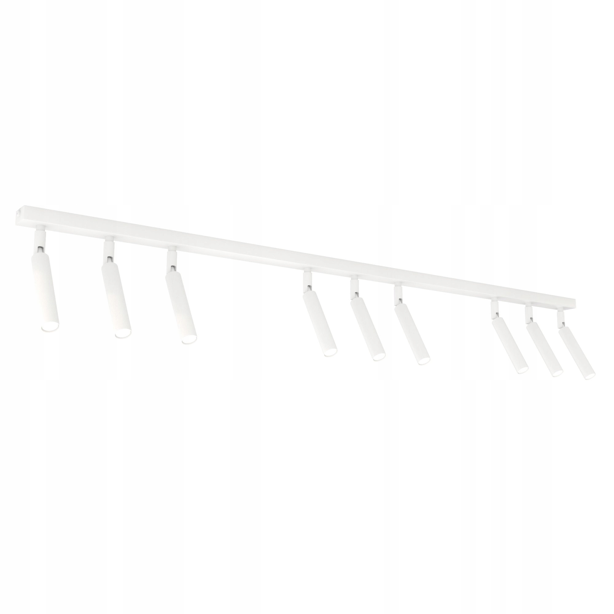Dlouhá bílá IVI lišta, 9 lampiček, různé směry, osvětlení obývacího pokoje