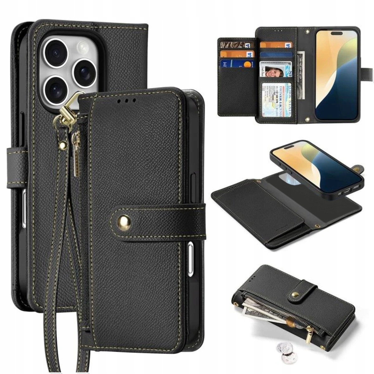 Etui skórzane Dux Ducis Lawa na iPhone 16 Pro czarne Dux Ducis