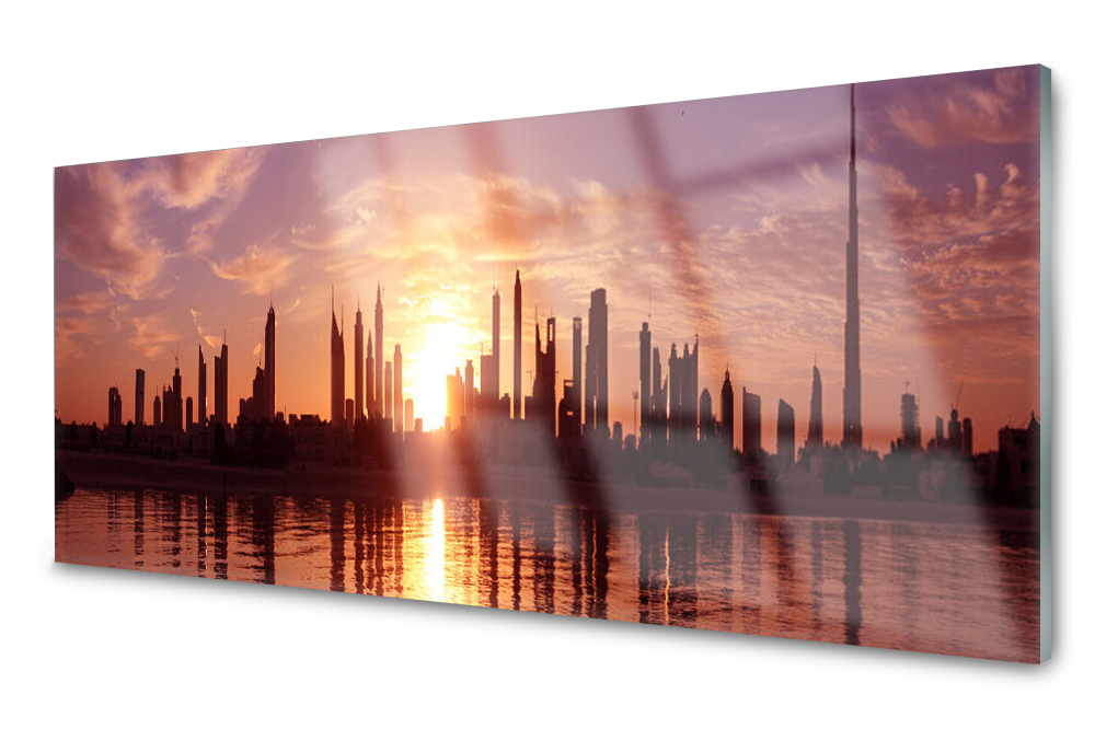 Sklenený panel do kuchyne Mesto Domy 125x50