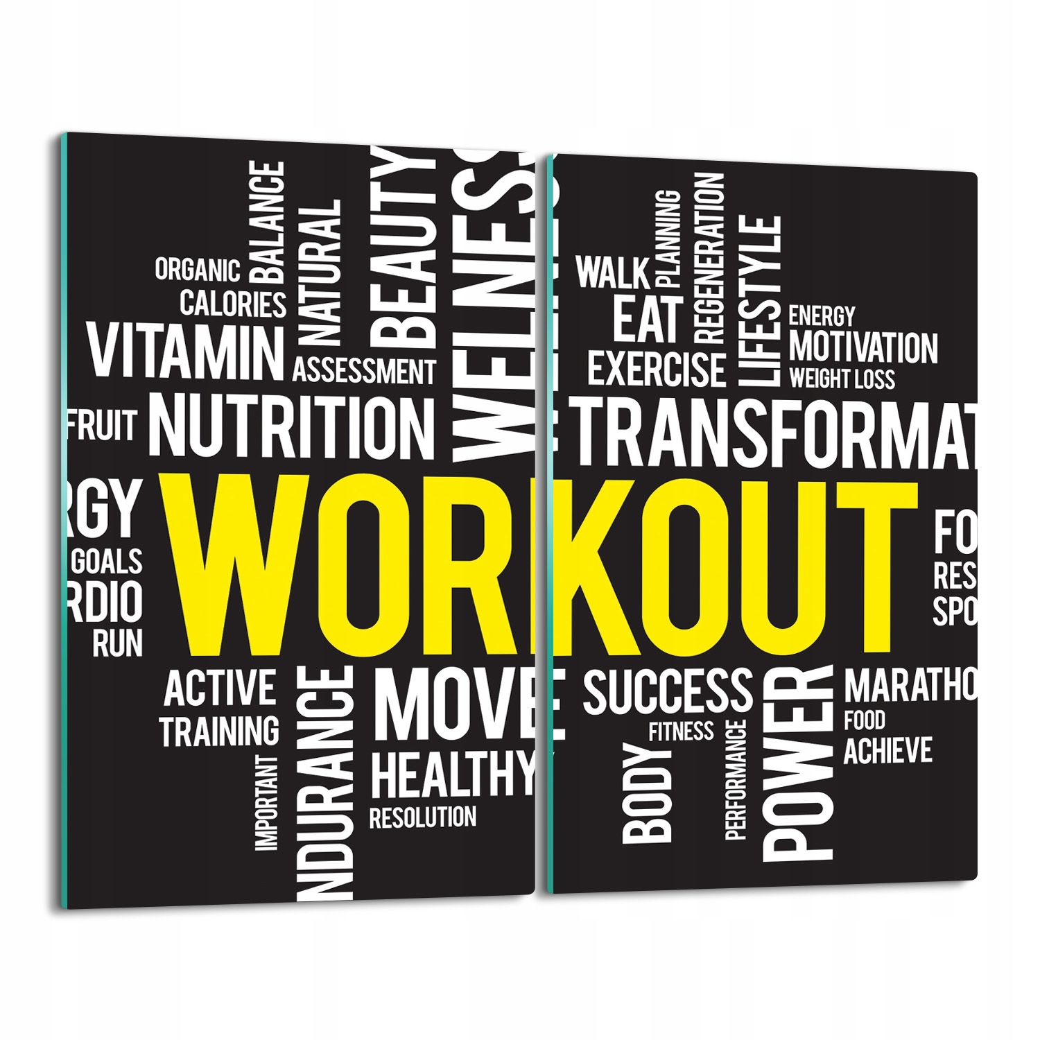 

splashback z grafiką Fitness sport tekst 2x 30x52