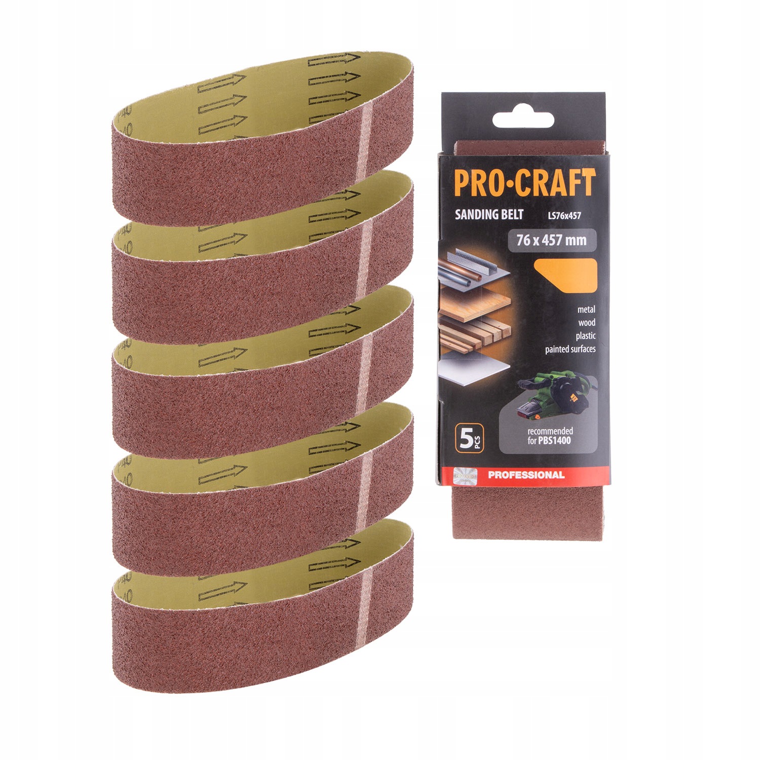 Pas bezkońcowy do szlifierki taśmowej Procraft PBS1400 76x457mm P80 5 szt.