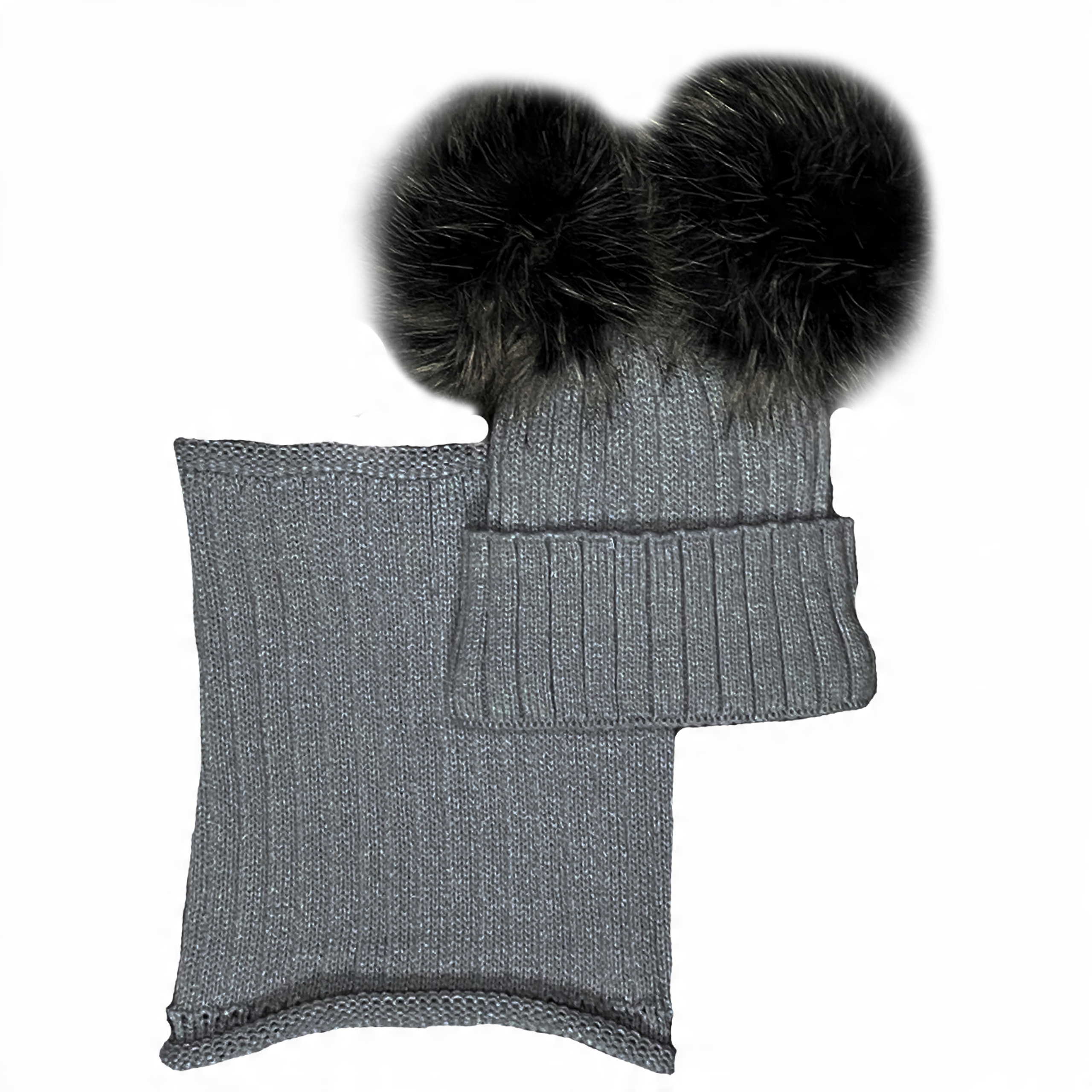 

Czapka z polarem dwa pompony Komin komplet Damski