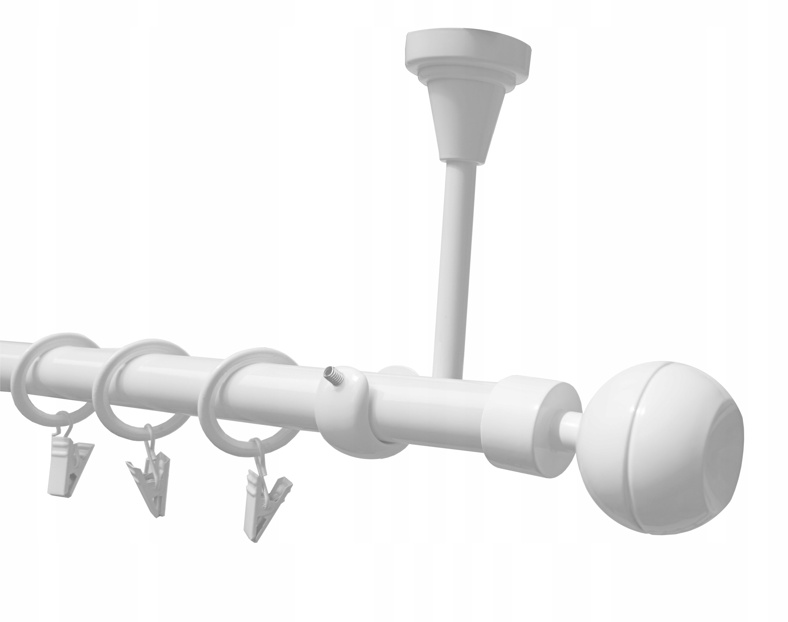 Jednoduchá garnýž Kovový Stropní 19mm Bílý 180cm Kula Optic