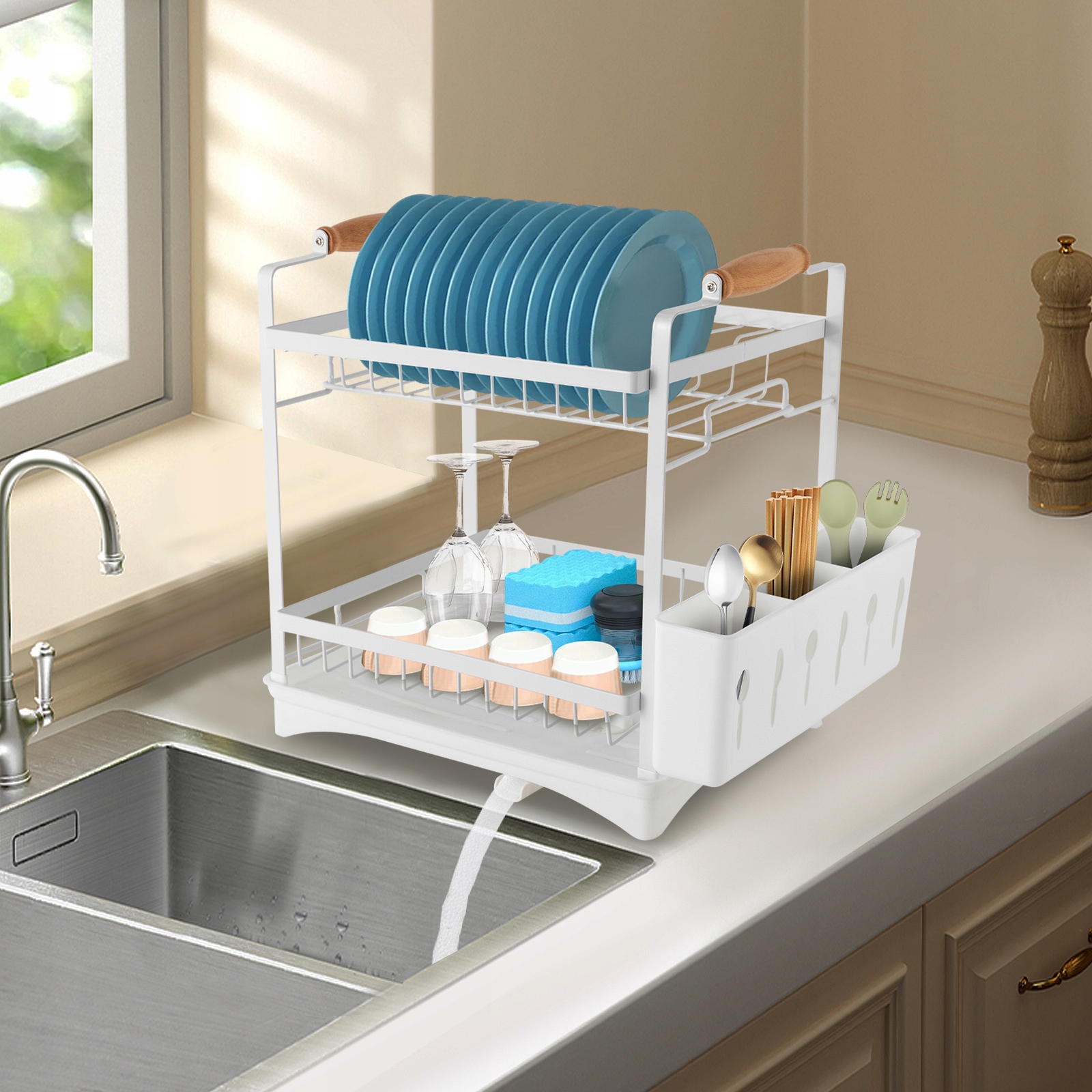 Stojak na naczynia z ociekaczem białym Marka bez marki