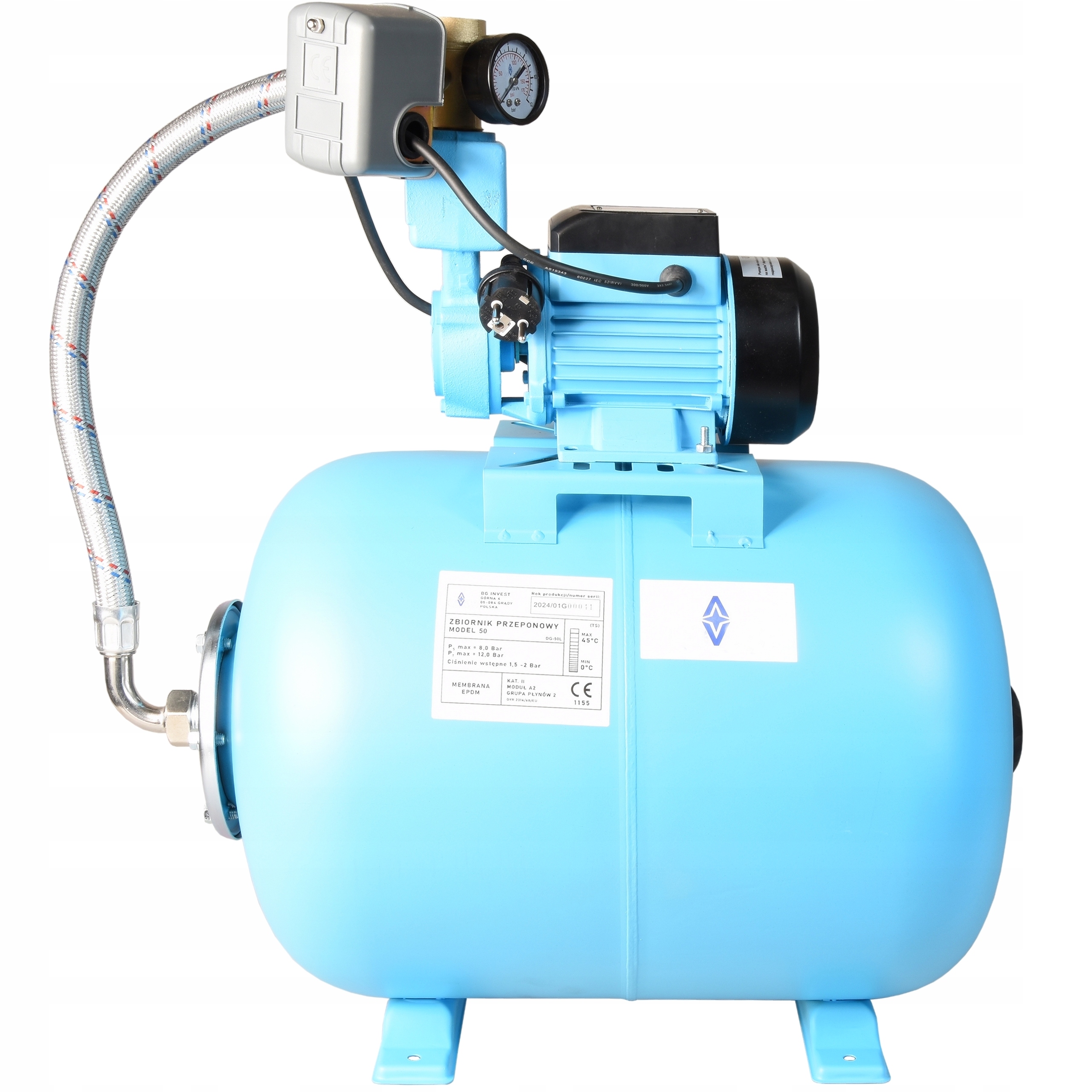 Hydrofor Na Vodu 50L Čerpadlo Wz Wzp Hydroforový set 250 W 2100 l/h Účinný