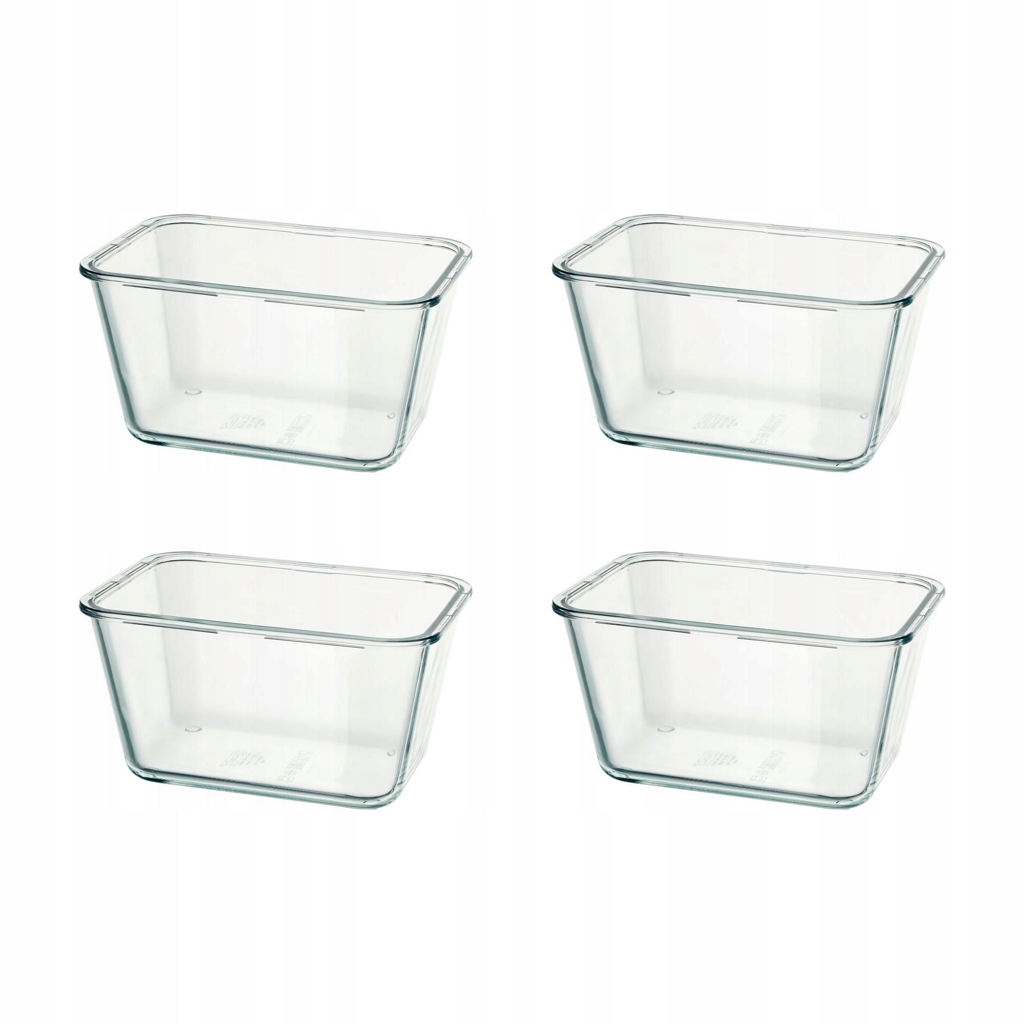 4 ks Nádoba na potraviny Ikea 365+ sklo 1.8 l obdélníková