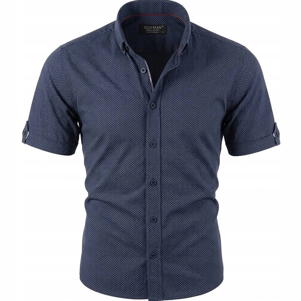 Ego Man košile pánská EKR-237-2 regular fit krátký rukáv M tmavě modrá