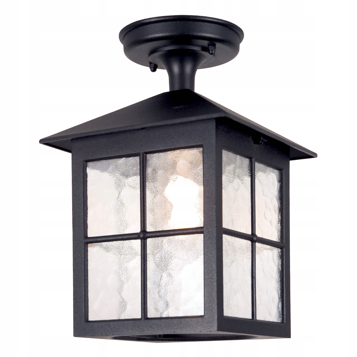 Vonkajšia záhradná stropná lampa klasická čierna sklenená Elstead