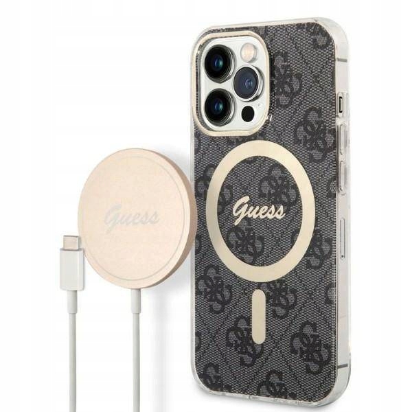 Súprava Guess GUBPP13LH4EACSK Case+ Charger puzdro na iPhone 13 Pro čierna