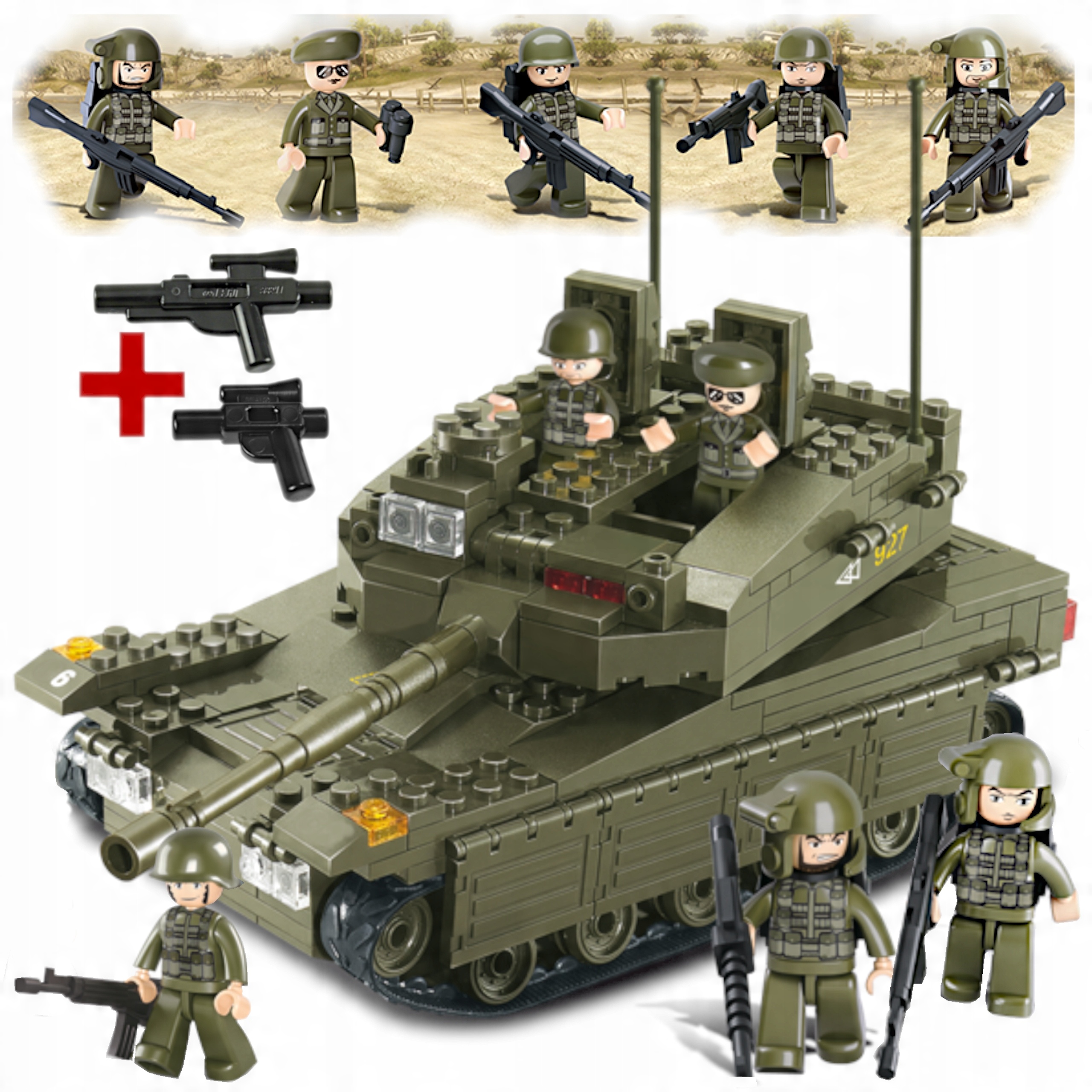 

Klocki Wojsko Czołg Merkava 6 figurek +2 Lego Broń