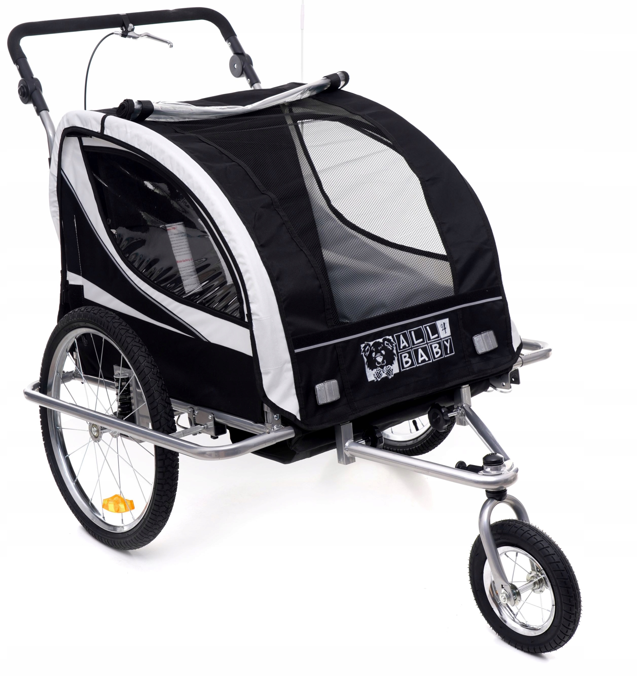 PRZYCZEPKA ROWEROWA AMORYZOWANA SKŁADANA AL03 LED BIAŁA