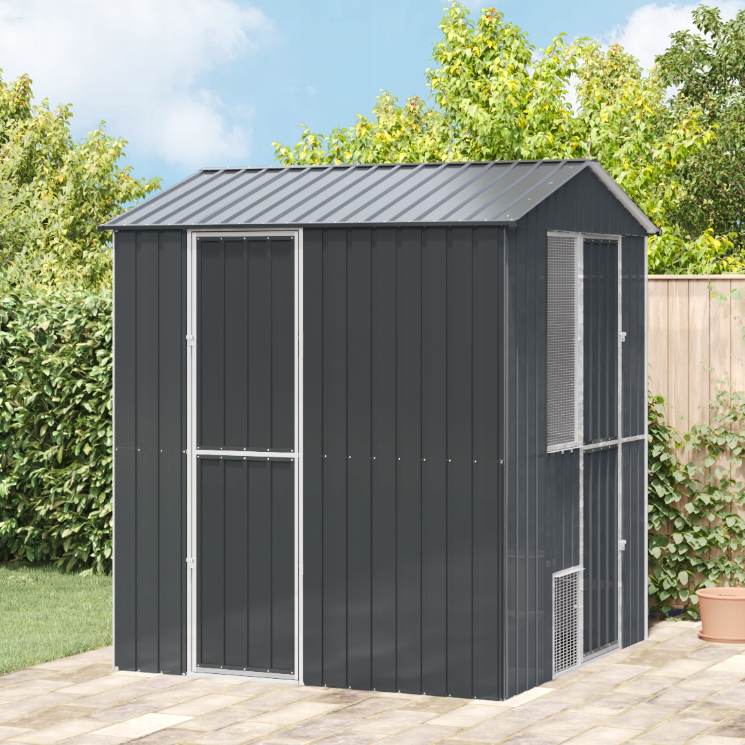 voliéra pro ptáky Černě Šedá 210x215x247 cm Ocel Šedá 3325151