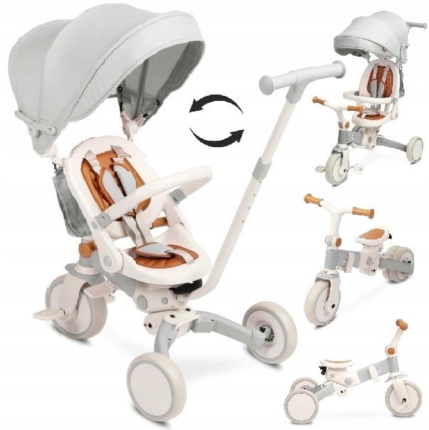 Toyz Faro rowerek trójkołowy 5w1 biegowy regul siedz tył/przód Grey Beige